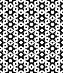 Black and white seamless abstract pattern. Background and backdrop. Grayscale ornamental design. Mosaic ornaments. Vector graphic illustration. EPS10.