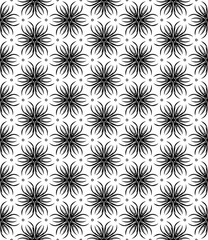 Black and white seamless abstract pattern. Background and backdrop. Grayscale ornamental design. Mosaic ornaments. Vector graphic illustration. EPS10.