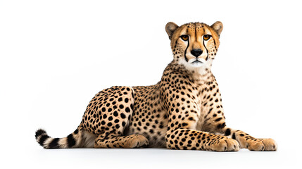 Cheetah setting isolated on white background