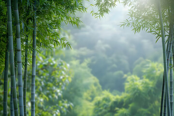 Beautiful landscape of bamboo grove field