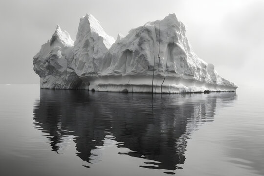 Massive Iceberg Floating on Water