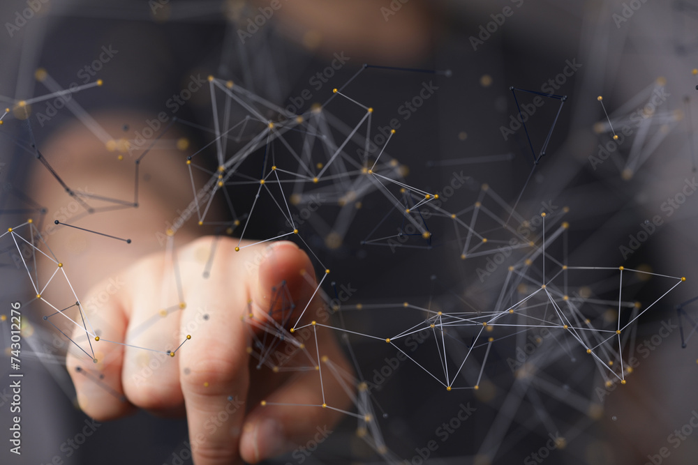 Poster touch Futuristic wave, Futuristic data stream - neural network exposure digital