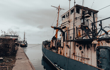 old ship ran aground in Ukraine
