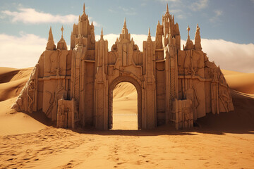 Portal in the desert, gate of the world, arch in the desert, door to the sky