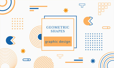 Abstract memphis background. Pattern from geometric shapes in 80s-90s style with headline. Different figures isolated on a grey background. Vector illustration.