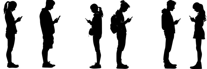 mobile phone,people,girl,boy standing black and white