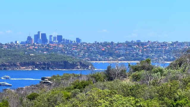 Sydney Harbour viewed from North Head Manly views of South Head Sydney CBD Mosman circular quay double bay north Sydney Taronga zoo  yacht ferry speed boats rock cliffs NSW Australia