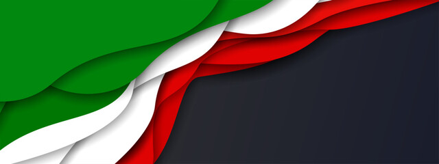 Italian It  flag background, banner, wallpaper for text. Italy patriotic template green white red field	
