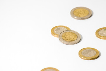 euro coins isolated on white