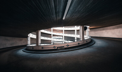 spiral ramp of a parking garage	
 - obrazy, fototapety, plakaty