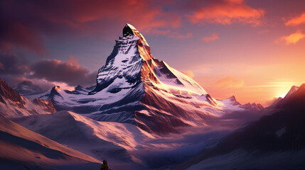 The Matterhorn at sunset color space - obrazy, fototapety, plakaty