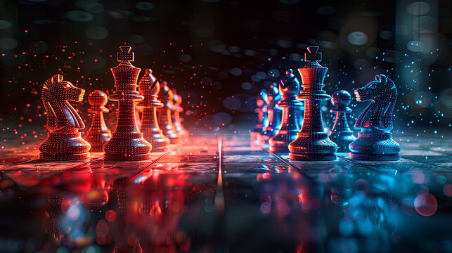 Cybersecurity Red Team Blue Team Chess Board