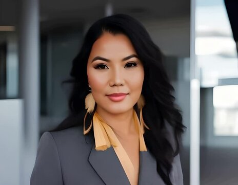 A native indigenous woman in a business suit