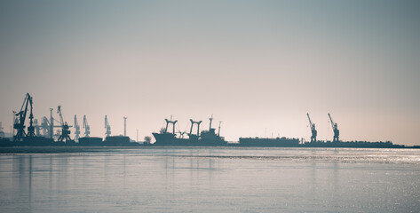 empty abandoned sea port in Ukraine