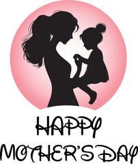 Happy Mothers Day Silhouette Illustration Template