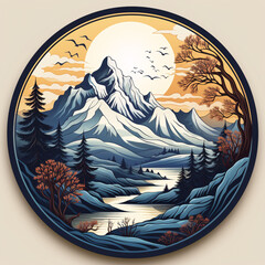 Mountain illustration, outdoor adventure . Vector graphic for t shirt and other uses.