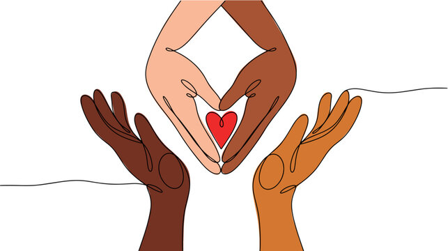 Hands. Racism. Racial discrimination. Love. One line