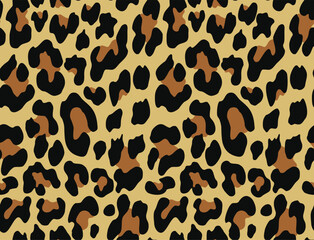 
Leopard print seamless vector pattern, black spots on a yellow background, stylish design
