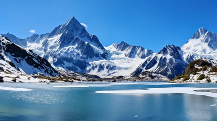 Tuinposter View of the snowy peaks and glaciers of the Swiss © Sameer