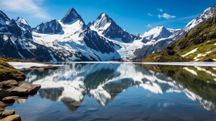 Foto op Plexiglas View of the snowy peaks and glaciers of the Swiss © Sameer