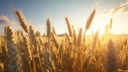 Generative AI A time-lapse sequence showing the growth journey of wheat, from seed sowing to the development of golden wheat heads in a sunlit field.