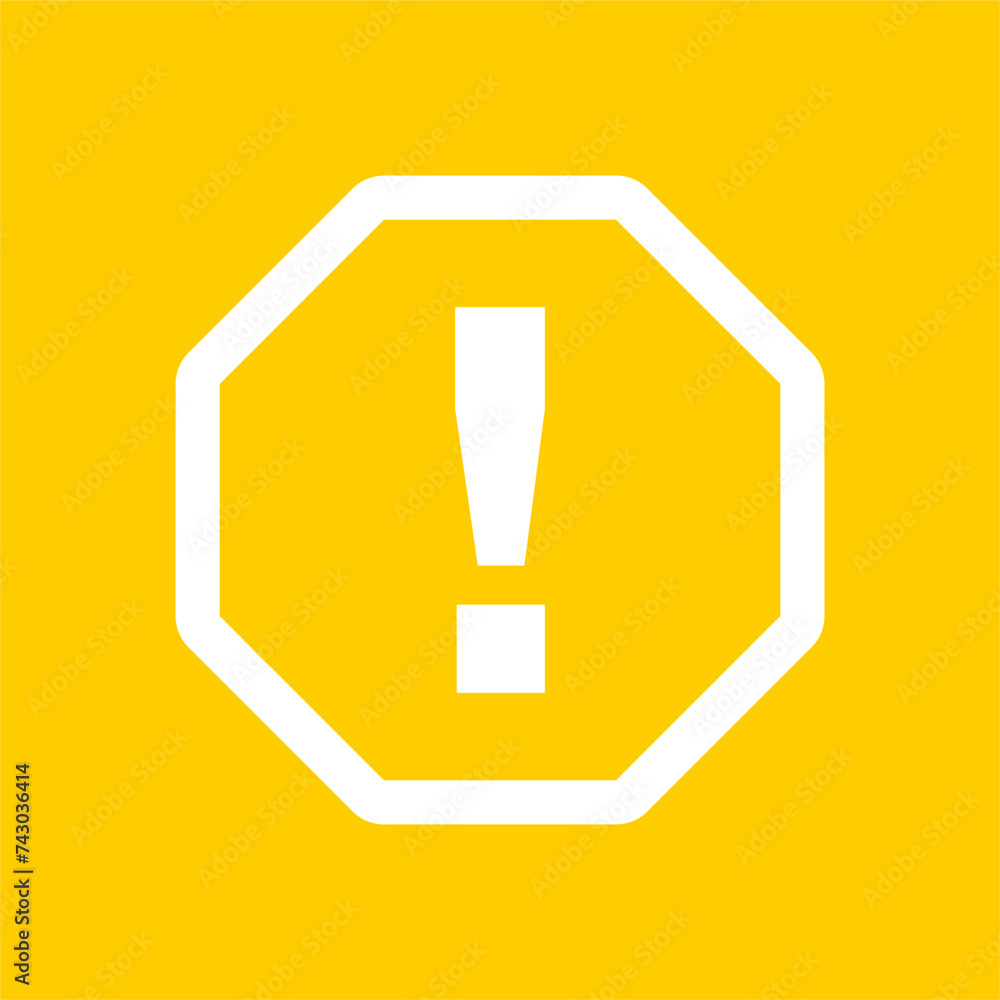 Poster octagonal warning or attention sign with exclamation mark icon. vector image.