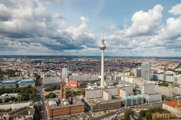 Aerial view of Berlin, the capital and largest city of Germany, both by area and by population.