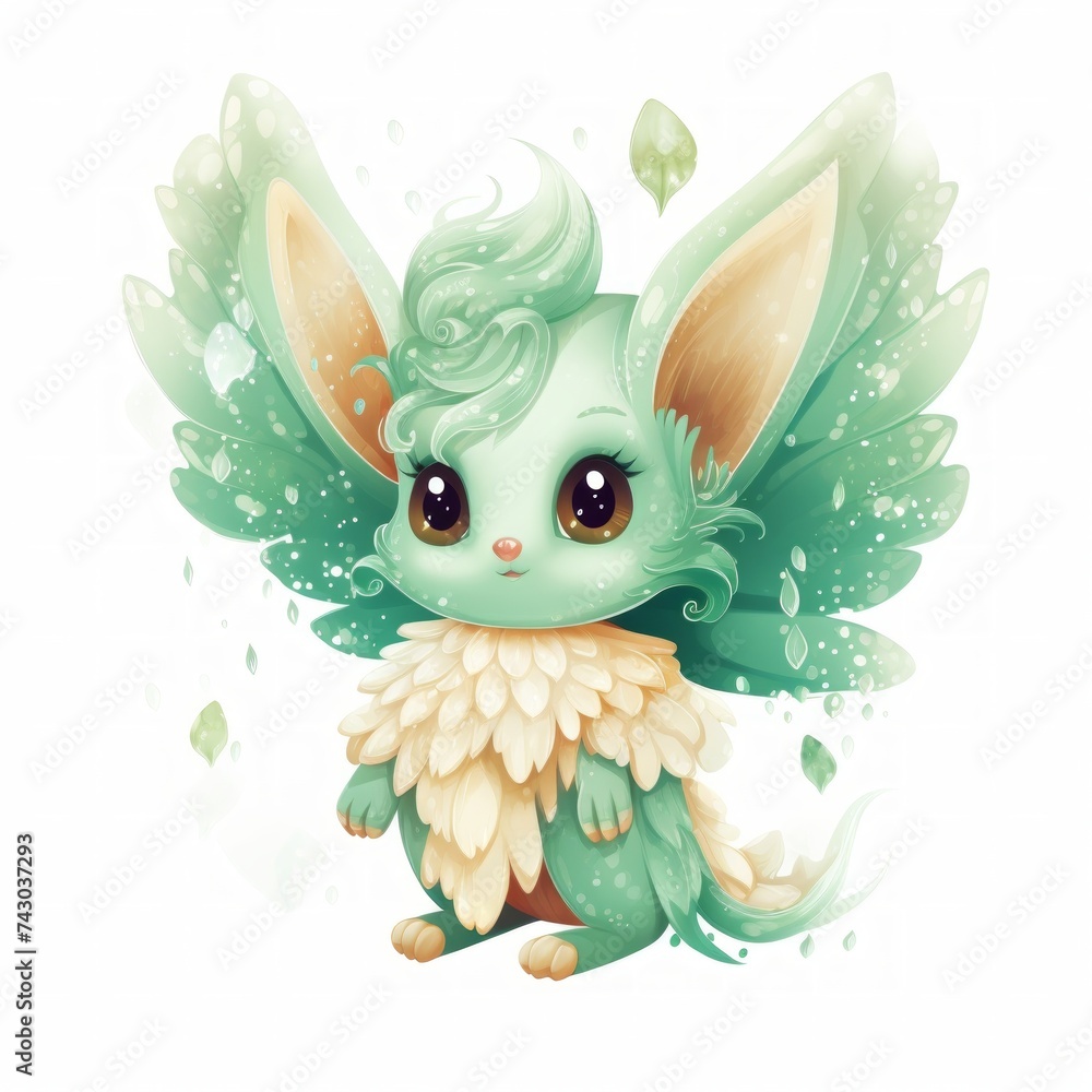 Poster generative ai a whimsical woodland creature, like a sprite or pixie, adorned with sparkling crystals