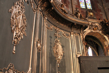 baroque woodwork in an protestant church (saint-pierre-le-jeune) in strasbourg in alsace in france  - obrazy, fototapety, plakaty