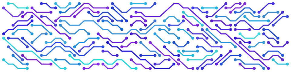Blue and purple circuit technology illustration background.