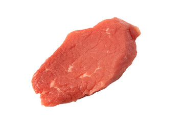 Veal pieces raw isolated on white background.