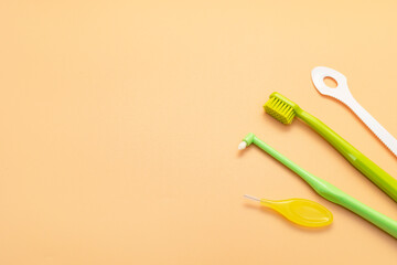 Design Individual Dental Oral Hygiene Set Kit. Dentistry White Tongue Scraper, Toothbrush,...