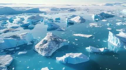 Foto auf Acrylglas Antireflex Generative AI Aerial view of Antarctic icebergs © vadosloginov