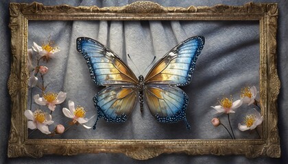 vintage frame with butterfly