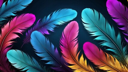 Fototapeta premium abstract feathers in black background for design with copy space