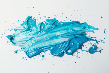 A brush of blue paint on white background