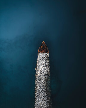 Aerial view of Breakwater, Primorje-Gorski Kotar, Croatia.