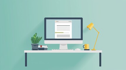 Computer on desk, representing the digital age where plagiarism can be prevalent, simple