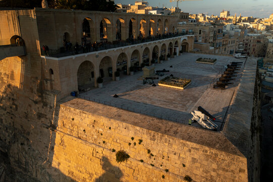 Aerial view of Lascaris War Room and Valletta, Malta.