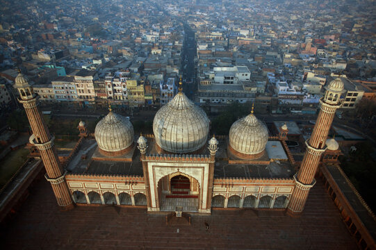Aerial view of Jama Masjid, Delhi, Delhi, India.
