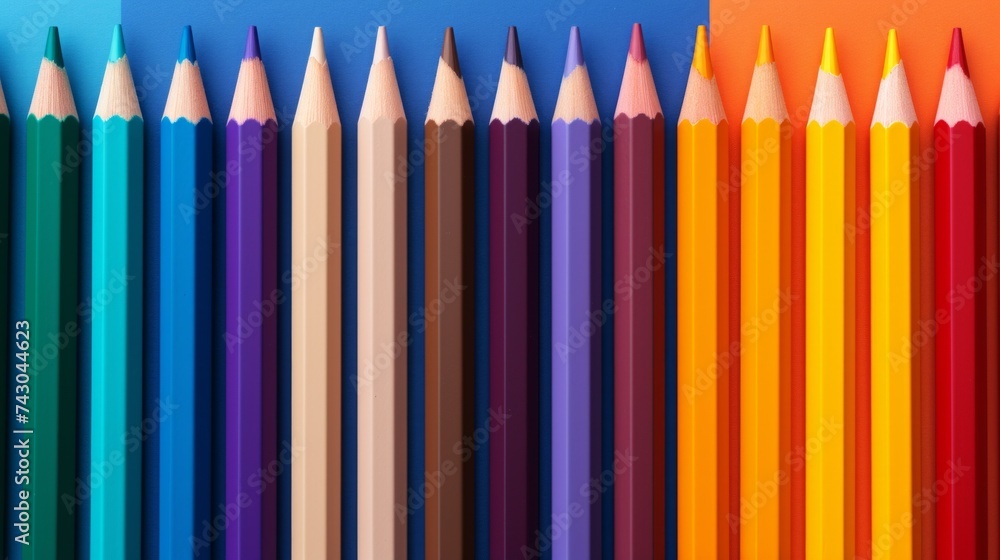 Poster Box of crayons in an organized row Generative AI