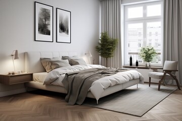 Modern Bedroom, Scandinavian Interior Design, Nordic Style, Simple Elegance, Cozy Atmosphere