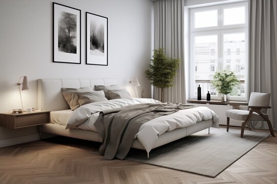 Modern Bedroom, Scandinavian Interior Design, Nordic Style, Simple Elegance, Cozy Atmosphere