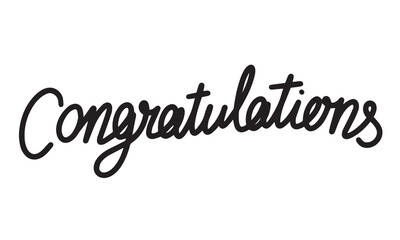 Congratulation text banner, minimal. Handwriting inscription, Congratulation  black color, isolated on white background, square composition. Hand drawn vector art.