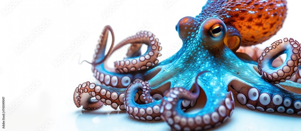Poster the cyanea octopus also known as the big blue octopus or day octopus. with copy space image. place f