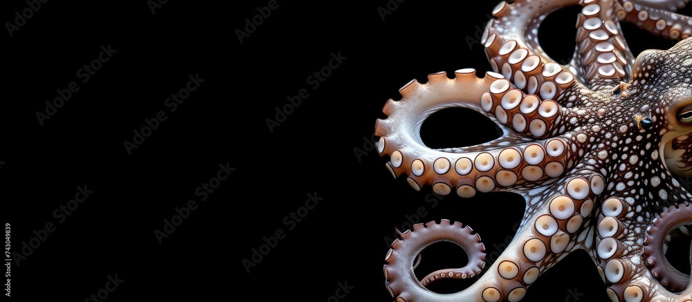 Poster Common octopus in Adriatic sea Croatia. with copy space image. Place for adding text or design