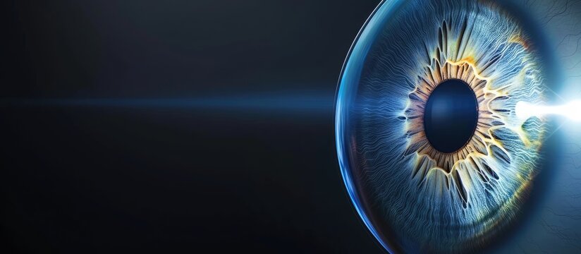 Excimer laser for eye surgery to reshape the front surface cornea of eyes for focus better Laser vision correction involves using lasers to correct cataract. with copy space image