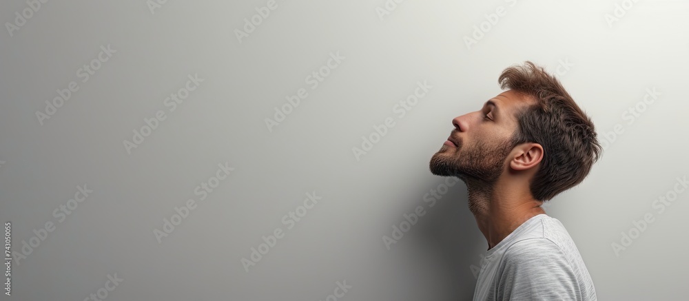 Poster Adult student learning foreign language online. with copy space image. Place for adding text or design