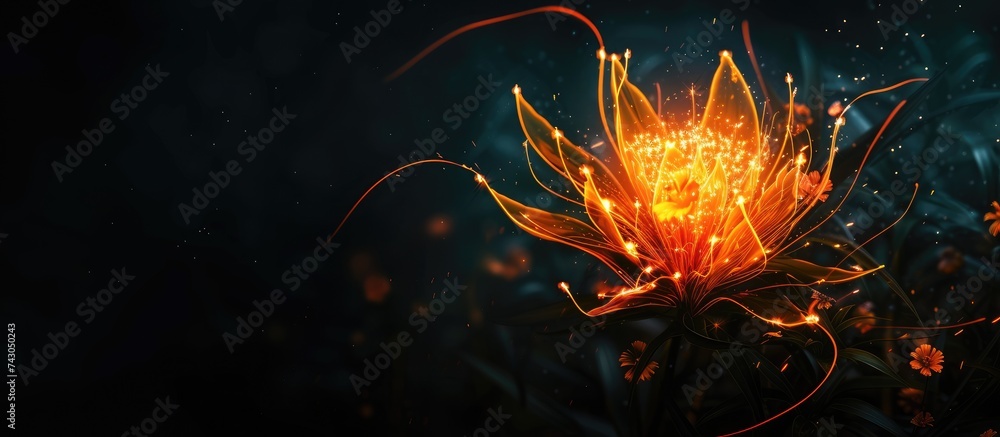 Aufkleber firework or fire flower in celebration night. with copy space image. place for adding text or design
