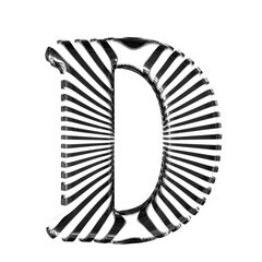 White symbol with black ultra thin horizontal straps. letter d